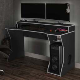 Enzo Gaming Computer Desk Black and White - Size: 59 x 130 x 92cm - Birlea - Wilko - thumbnail 1