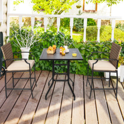 Costway 4 Seater Rattan and Wicker Bar Table and Chair Set - Brown - Wilko - thumbnail 5