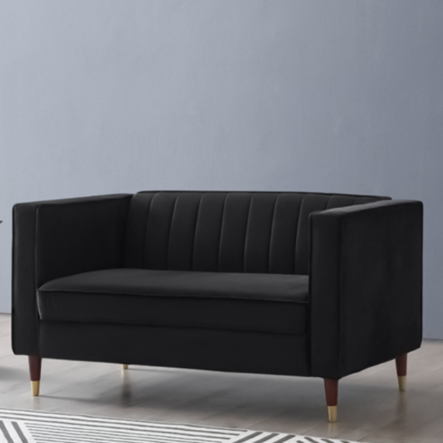 Home Detail Thomas 2 Seater Black Velvet Sofa - Wilko - image 1