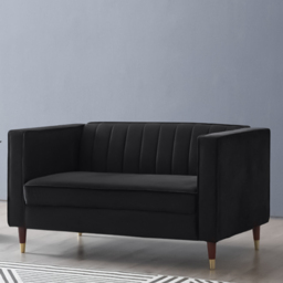 Home Detail Thomas 2 Seater Black Velvet Sofa - Wilko