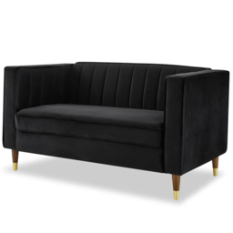 Home Detail Thomas 2 Seater Black Velvet Sofa - Wilko - thumbnail 3