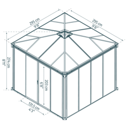 Palram Canopia Ledro 3000 Grey Square Gazebo - Size: 276 x 295 x 295cm - Wilko - thumbnail 6