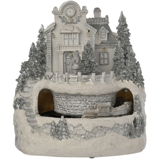 The Seasonal Gift Co. LED Moving Train Village Scene Christmas Decoration - Size: 19.5 x 16 x 15cm - White - Wilko - image 1