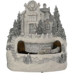 The Seasonal Gift Co. LED Moving Train Village Scene Christmas Decoration - Size: 19.5 x 16 x 15cm - White - Wilko