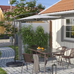 Living and Home Grey LED Cantilever Parasol with Cross Base and Fillable Base 3m - Size: 260 x 300 x 300cm - Wilko - thumbnail 3