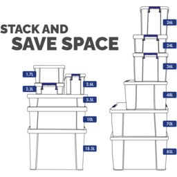 Fellowes Prostore 70L Storage Box with Lid - Size: 45 x 66 x 32cm - Clear - Wilko - thumbnail 7