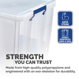 Fellowes Prostore 70L Storage Box with Lid - Size: 45 x 66 x 32cm - Clear - Wilko - thumbnail 3