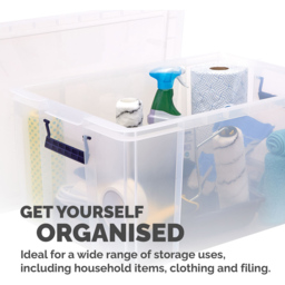 Fellowes Prostore 70L Storage Box with Lid - Size: 45 x 66 x 32cm - Clear - Wilko - thumbnail 5
