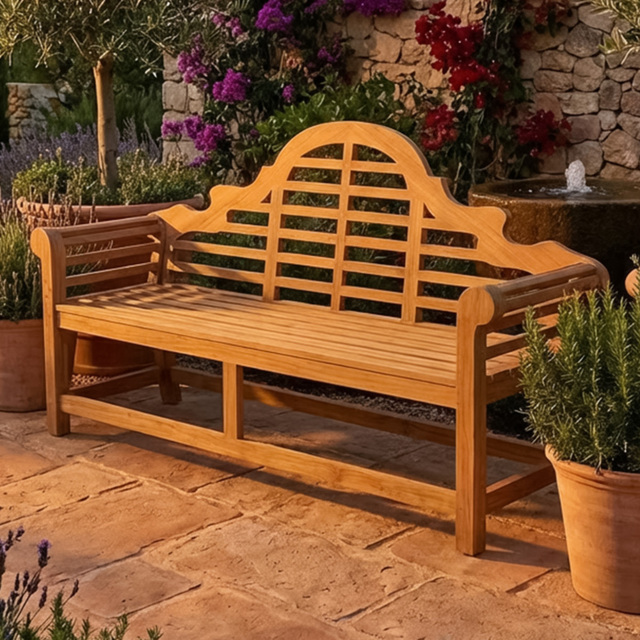 Royalcraft Ciara 3 Seater Curved Lattice Backrest Acacia Wood Garden Bench - Natural - Wilko - image 1