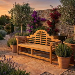 Royalcraft Ciara 3 Seater Curved Lattice Backrest Acacia Wood Garden Bench - Natural - Wilko - thumbnail 7