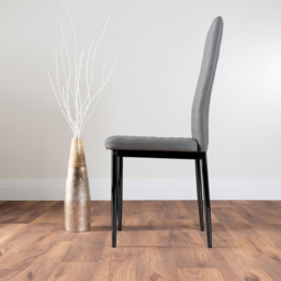 Furniturebox Lucia Valera 6 Seater Square Dining Set Black Gloss and Grey - Wilko - thumbnail 5