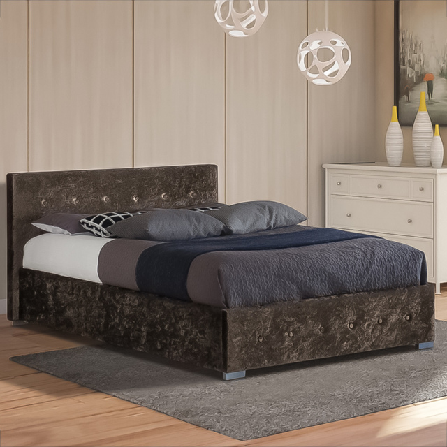 Brooklyn Single Brown Crushed Velvet Gaslift Ottoman Storage Bed - Wilko - image 1