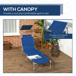 Outsunny Set of 2 Blue Adjustable Folding Sun Lounger - Size: 36 x 58 x 187cm - Wilko - thumbnail 7