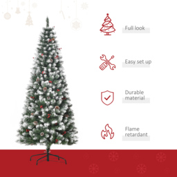 Everglow Green Pencil Artificial Christmas Tree with Red Berries and Pinecones 6ft - Wilko - thumbnail 5