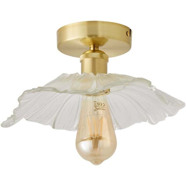 ValueLights Cassia Gold Clear Glass Flower LED Flush Ceiling Light - Size: 26.5 x 14.5 x 26.5cm - Wilko - image 1
