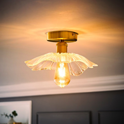 ValueLights Cassia Gold Clear Glass Flower LED Flush Ceiling Light - Size: 26.5 x 14.5 x 26.5cm - Wilko - thumbnail 7