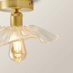 ValueLights Cassia Gold Clear Glass Flower LED Flush Ceiling Light - Size: 26.5 x 14.5 x 26.5cm - Wilko - thumbnail 4
