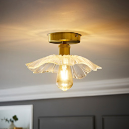 ValueLights Cassia Gold Clear Glass Flower LED Flush Ceiling Light - Size: 26.5 x 14.5 x 26.5cm - Wilko - thumbnail 3