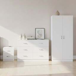 VIDA DESIGNS Riano White 3 Piece Bedroom Furniture Set - Wilko