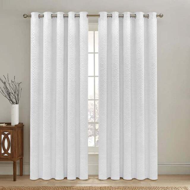 Velosso Winchester White Pinsonic Blackout Curtain 168 x 182cm - Size: W 168 x D 182cm - Wilko - image 1