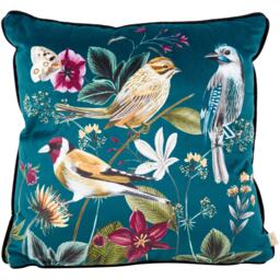 Midnight Garden Bird Cushion - Blue - Size: 43 x 43cm - Evans Lichfield - Wilko