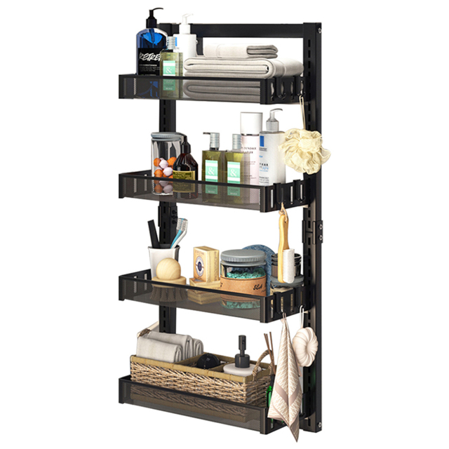 Living and Home Black 4 Tier Over the Door Shower Caddy Shelf - Size: 2500 x 40 x 17cm - Wilko - image 1