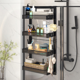Living and Home Black 4 Tier Over the Door Shower Caddy Shelf - Size: 2500 x 40 x 17cm - Wilko - thumbnail 4