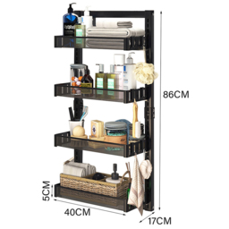 Living and Home Black 4 Tier Over the Door Shower Caddy Shelf - Size: 2500 x 40 x 17cm - Wilko - thumbnail 5
