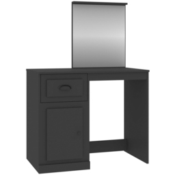 vidaXL Single Door Single Drawer Black Wooden Dressing Table with Mirror - Size: 132.5 x 90 x 50cm - Wilko - thumbnail 3