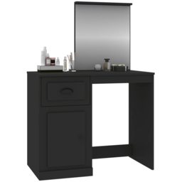 vidaXL Single Door Single Drawer Black Wooden Dressing Table with Mirror - Size: 132.5 x 90 x 50cm - Wilko - thumbnail 5
