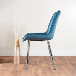 Furniturebox Molini Cesano 6 Seater Dining Set Grey Gloss Blue and Chrome - Wilko - thumbnail 5