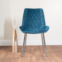 Furniturebox Molini Cesano 6 Seater Dining Set Grey Gloss Blue and Chrome - Wilko - thumbnail 4