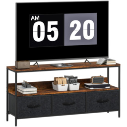 HOMCOM 3 Foldable Liner Drawer Single Shelf Brown TV Cabinet - Size: 56 x 29 x 120cm - Wilko - thumbnail 3