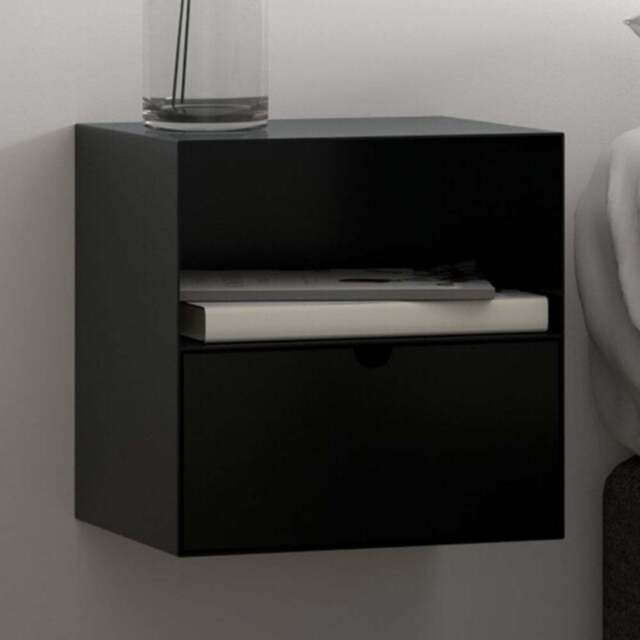 Florence Joliet Single Drawer Single Shelf Matt Black Wall Mounted Bedside Table - Furniture To Go - Wilko - image 1