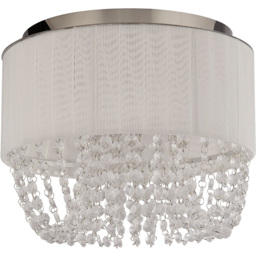 Lighting Collection Contessa White Ceiling Flush Light - Size: 32 x 17 x 32cm - White, Chrome and Clear - Wilko