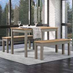 Core Products Corona Linea 4 Seater Dining Table Bench Set Grey - Wilko - thumbnail 1
