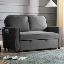 Home Detail Hugo Small Double Sleeper Dark Grey Pull Out Sofa Bed - Size: 2 Seater - Wilko