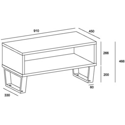 Texas Grey Open Coffee Table - Size: 45 x 91 x 46cm - Wilko - thumbnail 5