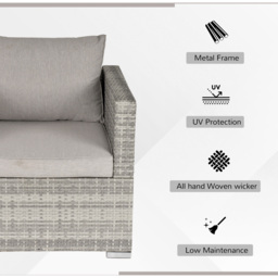 Outsunny Grey Single Rattan Sofa Chair with Padded Cushion - Size: 1 Seater - Wilko - thumbnail 5