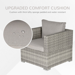 Outsunny Grey Single Rattan Sofa Chair with Padded Cushion - Size: 1 Seater - Wilko - thumbnail 7