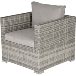 Outsunny Grey Single Rattan Sofa Chair with Padded Cushion - Size: 1 Seater - Wilko - thumbnail 3