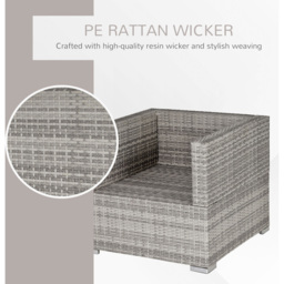Outsunny Grey Single Rattan Sofa Chair with Padded Cushion - Size: 1 Seater - Wilko - thumbnail 6