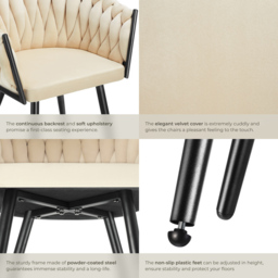 Tectake Astano Set of 4 Sand Dining Chair - Yellow - Wilko - thumbnail 5