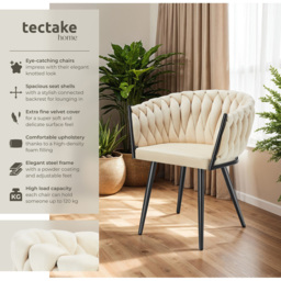 Tectake Astano Set of 4 Sand Dining Chair - Yellow - Wilko - thumbnail 6