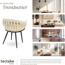 Tectake Astano Set of 4 Sand Dining Chair - Yellow - Wilko - thumbnail 7