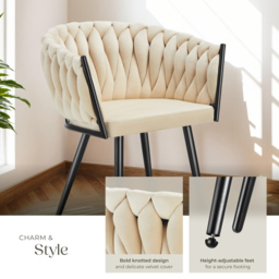 Tectake Astano Set of 4 Sand Dining Chair - Yellow - Wilko - thumbnail 4