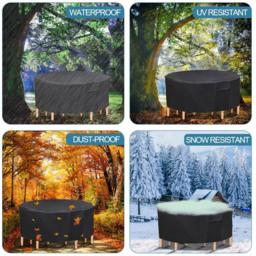 Furniture One 600D Oxford Fabric Outdoor Round Furniture Cover 180 x 90cm - Size: 183 x 183 x 90cm - Black - Wilko - thumbnail 7