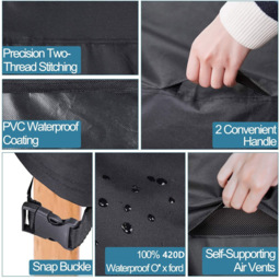 Furniture One 600D Oxford Fabric Outdoor Round Furniture Cover 180 x 90cm - Size: 183 x 183 x 90cm - Black - Wilko - thumbnail 6
