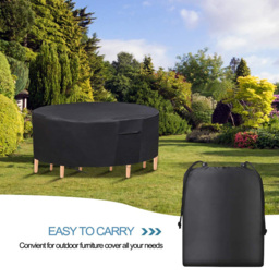 Furniture One 600D Oxford Fabric Outdoor Round Furniture Cover 180 x 90cm - Size: 183 x 183 x 90cm - Black - Wilko - thumbnail 4