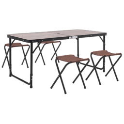 Living and Home 4 Seater Foldable Outdoor Picnic Table with Parasol Hole - Size: 54 x 121 x 61cm - Brown - Wilko - thumbnail 3